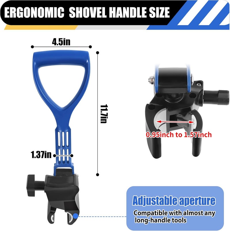 UQM Adjustable Snow Shovel Handle, Back Saver Attachment for Snow Removal, Ergonomic Weed Eater Handle Extension Universal Fit for Shovels Rakes Weed Eater String Trimmers Snow Shovels Gardening Tools - Image 2